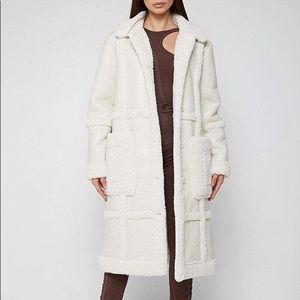 Manière de Voir Limited Edition Vegan Leather & Shearling Coat - Beige